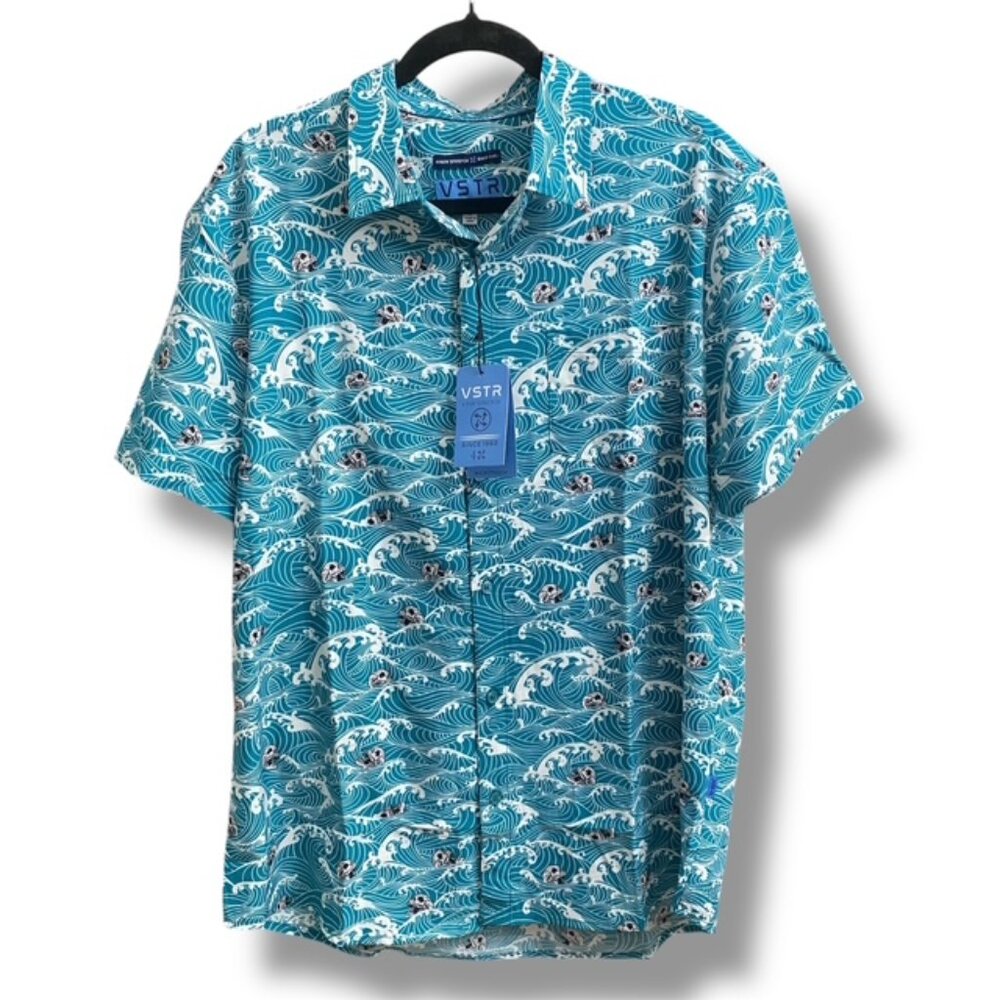 NWT VSTR 4-Way Stretch Button-Up Shirt – Skeleton Print Mens Large